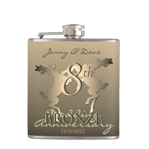 8th Wedding Anniversary Bronze Reindeer Flask