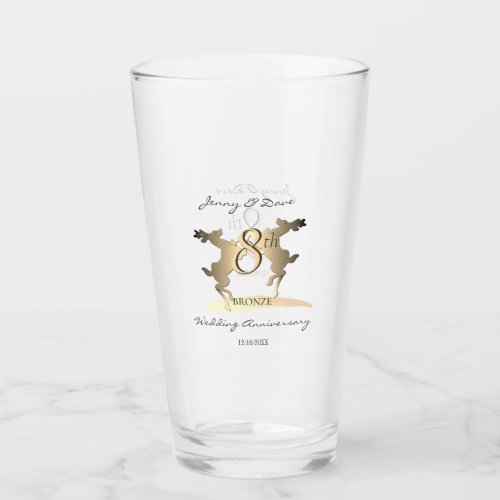 8th Wedding Anniversary Bronze Reindeer Glass