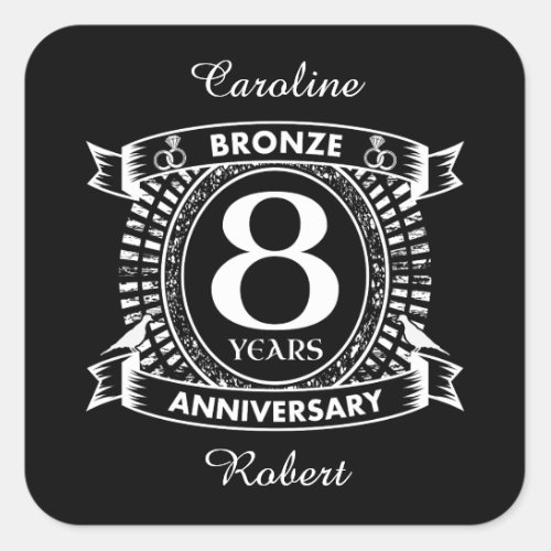 8TH wedding anniversary bronze Square Sticker