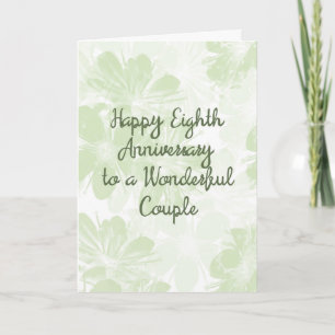 8th Wedding Anniversary Card Green Flowers