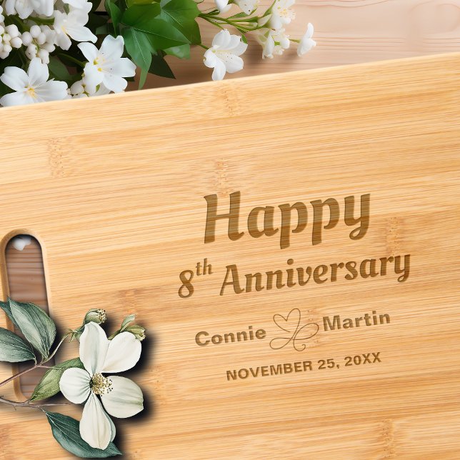 8th Wedding Anniversary Elegant Engraved Cutting Board (Creator Uploaded)