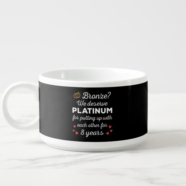 8th Wedding Anniversary I - Bronze Funny Couple Bowl (Right)