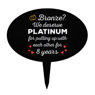 8th Wedding Anniversary I - Bronze Funny Couple Cake Topper