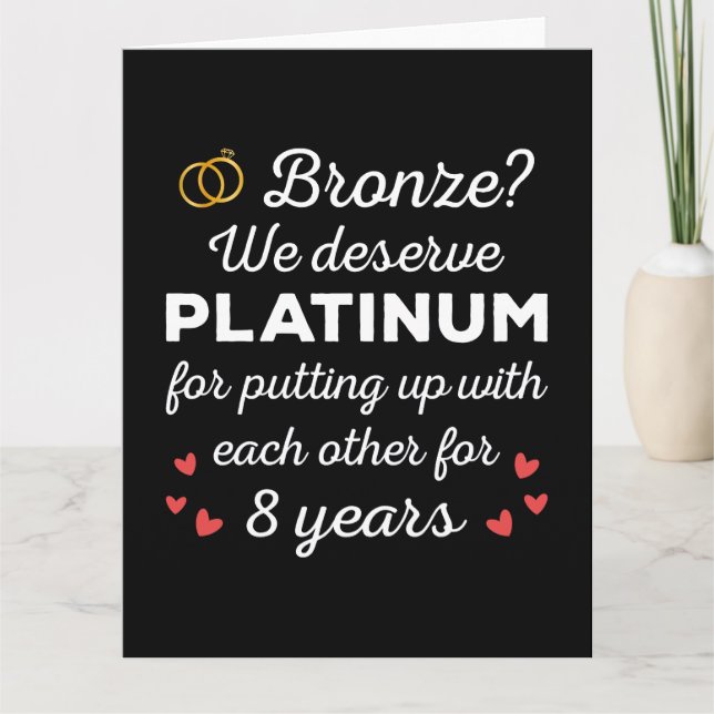 8th Wedding Anniversary I - Bronze Funny Couple Card (Front)