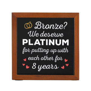 8th Wedding Anniversary I - Bronze Funny Couple Desk Organizer