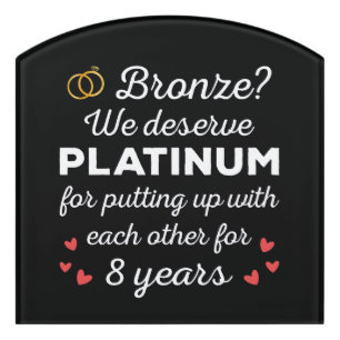 8th Wedding Anniversary I - Bronze Funny Couple Door Sign