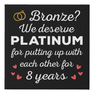 8th Wedding Anniversary I - Bronze Funny Couple Faux Canvas Print