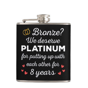 8th Wedding Anniversary I - Bronze Funny Couple Flask