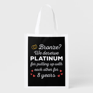 8th Wedding Anniversary I - Bronze Funny Couple Grocery Bag