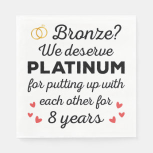 8th Wedding Anniversary I - Bronze Funny Couple Napkins