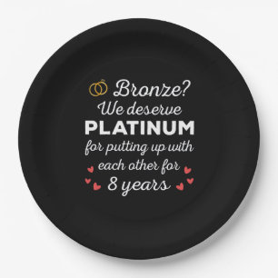 8th Wedding Anniversary I - Bronze Funny Couple Paper Plates