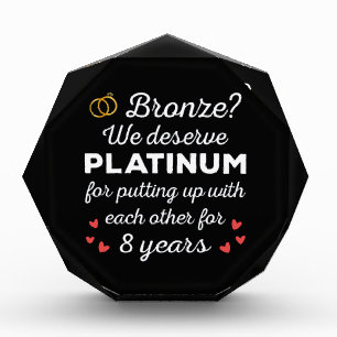 8th Wedding Anniversary I - Bronze Funny Couple Photo Block