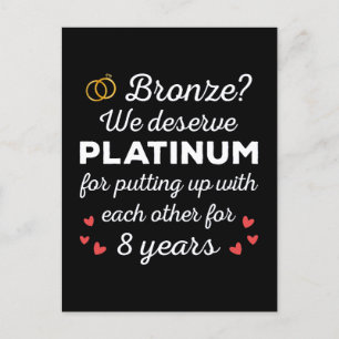 8th Wedding Anniversary I - Bronze Funny Couple Postcard