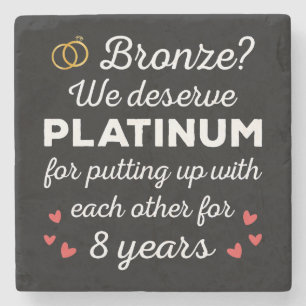 8th Wedding Anniversary I - Bronze Funny Couple Stone Coaster