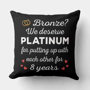 8th Wedding Anniversary I - Bronze Funny Couple Throw Pillow