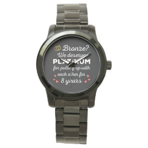 8th Wedding Anniversary I - Bronze Funny Couple Watch