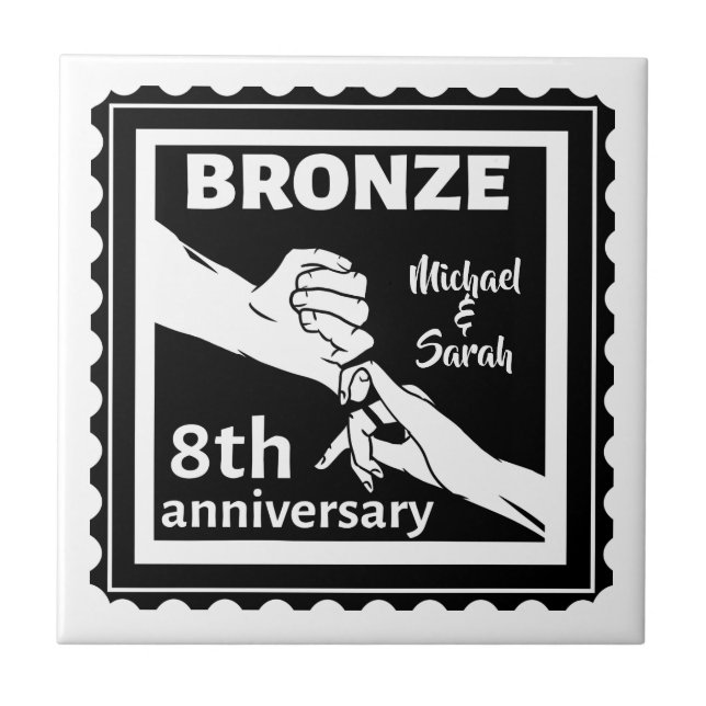 8th wedding anniversary traditional gift bronze ceramic tile (Front)