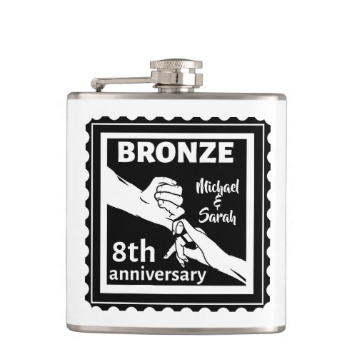 8th wedding anniversary traditional gift bronze flask