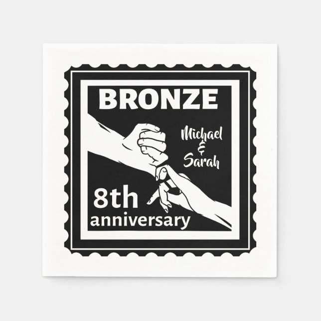 8th wedding anniversary traditional gift bronze napkins (Front)