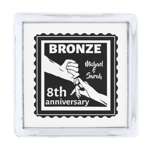 8th wedding anniversary traditional gift bronze silver finish lapel pin
