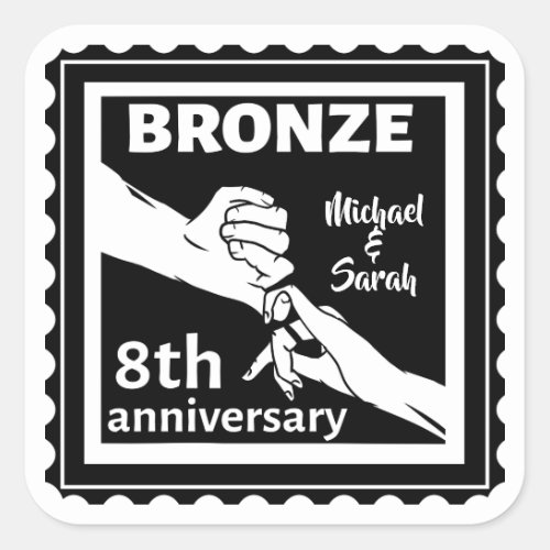8th wedding anniversary traditional gift bronze square sticker