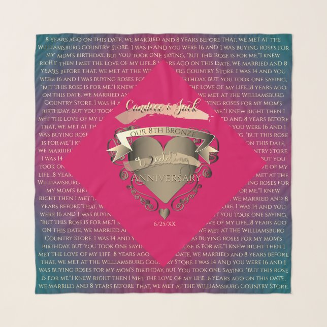 8th Wedding Anniversary Your Story Bronze Scarf (Front)