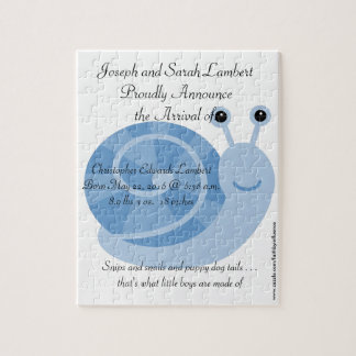 8x10 Baby Boy Gender Reveal Sammy Snail Puzzle