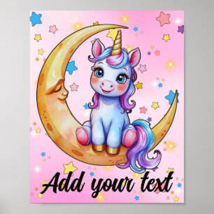 8x10 Baby Unicorn Moon Poster