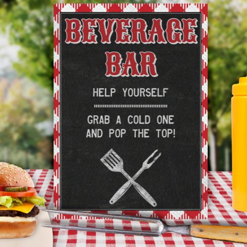 8x10 Backyard BBQ Birthday Beverage Bar Table Sign