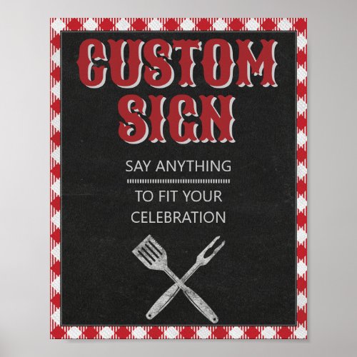 8x10 Backyard BBQ Birthday Custom Table Sign