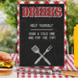 8x10 Backyard BBQ Birthday Drinks Table Sign<br><div class="desc">Part of our BBQ Birthday Bash collection! Designed for the backyard barbecue lovers, this collection features chalkboard accents, a chalk lettering look plus classic red & white gingham to add that special touch to your outdoor party. Perfect for birthdays for dad, grandpa, a coworker, friends and family alike. Get a...</div>