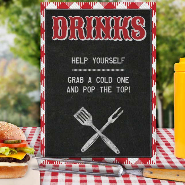 8x10 Backyard BBQ Birthday Drinks Table Sign (Creator Uploaded)
