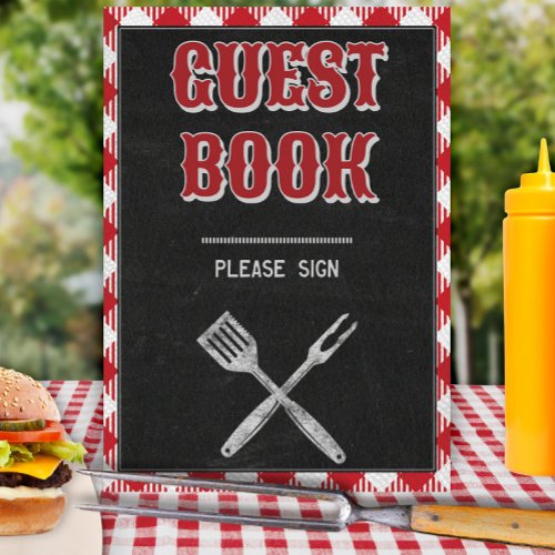 8x10 Backyard BBQ Birthday Guest Book Table Sign