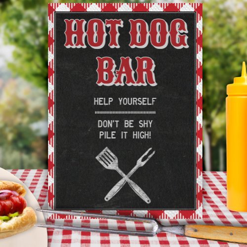 8x10 Backyard BBQ Birthday Hot Dog Bar Table Sign
