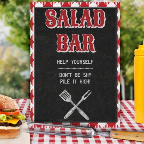 8x10 Backyard BBQ Birthday Salad Bar Table Sign