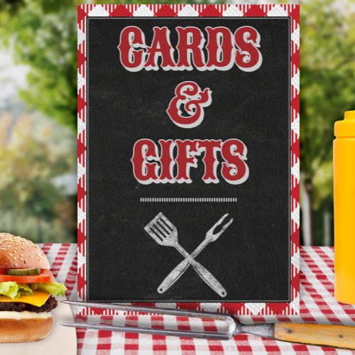 8x10 BBQ Birthday Cards  Gifts Table Sign