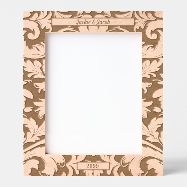 8x10 Bold Botanical Leaves with Custom Text Engraved Frames (Front)