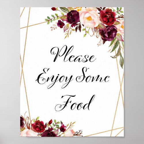 8x10 Burgundy Boho Floral Sign