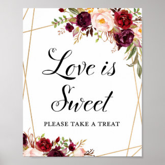 8x10" Burgundy Boho Floral Sign