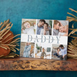 8x10 "Daddy" Fathers Day Kids Photo Collage Plaque<br><div class="desc">Create a sweet gift for Dad this Father's Day with this six photo collage plaque. "DADDY" or his preferred nickname appears in the center in smoky blue-gray lettering,  with your custom message and children's names overlaid.</div>