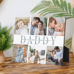 8x10 "Daddy" Fathers Day Kids Photo Collage Plaque<br><div class="desc">Create a sweet gift for Dad this Father's Day with this six photo collage plaque. "DADDY" or his preferred nickname appears in the center in smoky blue-gray lettering,  with your custom message and children's names overlaid.</div>