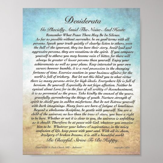 Desiderata poem printable 8 x 10