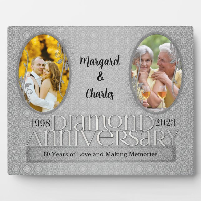 8x10 Diamond 60th Wedding Anniversary Photo Plaque (Front)