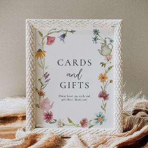 8x10 Floral Tea Cards and Gifts Sign