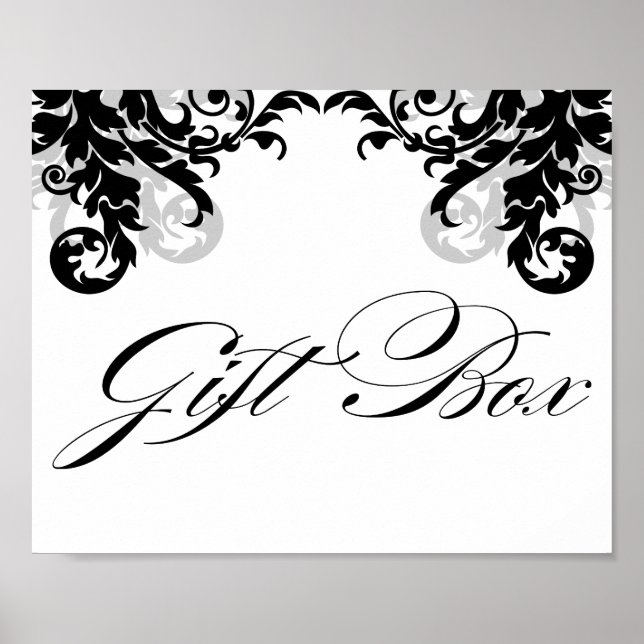 8x10 Flourish Wedding Gift Box Sign for Framining (Front)