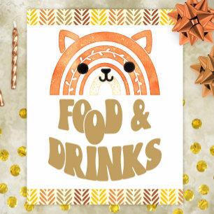 8x10 Food & Drinks Boho Woodland Fox Birthday Poster