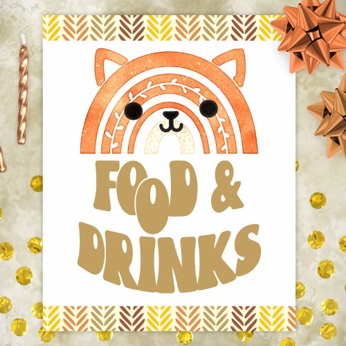 8x10 Food  Drinks Boho Woodland Fox Birthday Poster