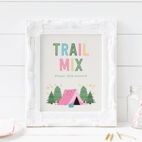 8x10 Girls Camping Trail Mix Sign