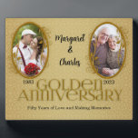 8x10 Golden 50th Wedding Anniversary Photo Plaque<br><div class="desc">Lovely gift for the golden anniversary couple. Add a recent photo and wedding photo,  their names and the year they were married and that of their 50th Wedding Anniversary. Done in an elegant gold print. Great anniversary gift.</div>