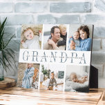 8x10 "Grandpa" Grandchildren Photo Collage Plaque<br><div class="desc">Create a sweet gift for grandpa this Father's Day with this six photo collage plaque. "GRANDPA" or his preferred grandfather nickname appears in the center in chic gray lettering,  with your custom message and grandchildren's names overlaid.</div>
